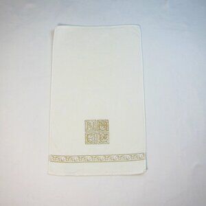Ritz Vintage Christmas Guest Hand Towels Beige Embroidered Gold NOEL 28x17 in